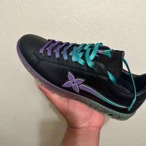 Louis Vuitton Calfskin Luxembourg Samothrace Sneakers USA 9 Black Purple Green